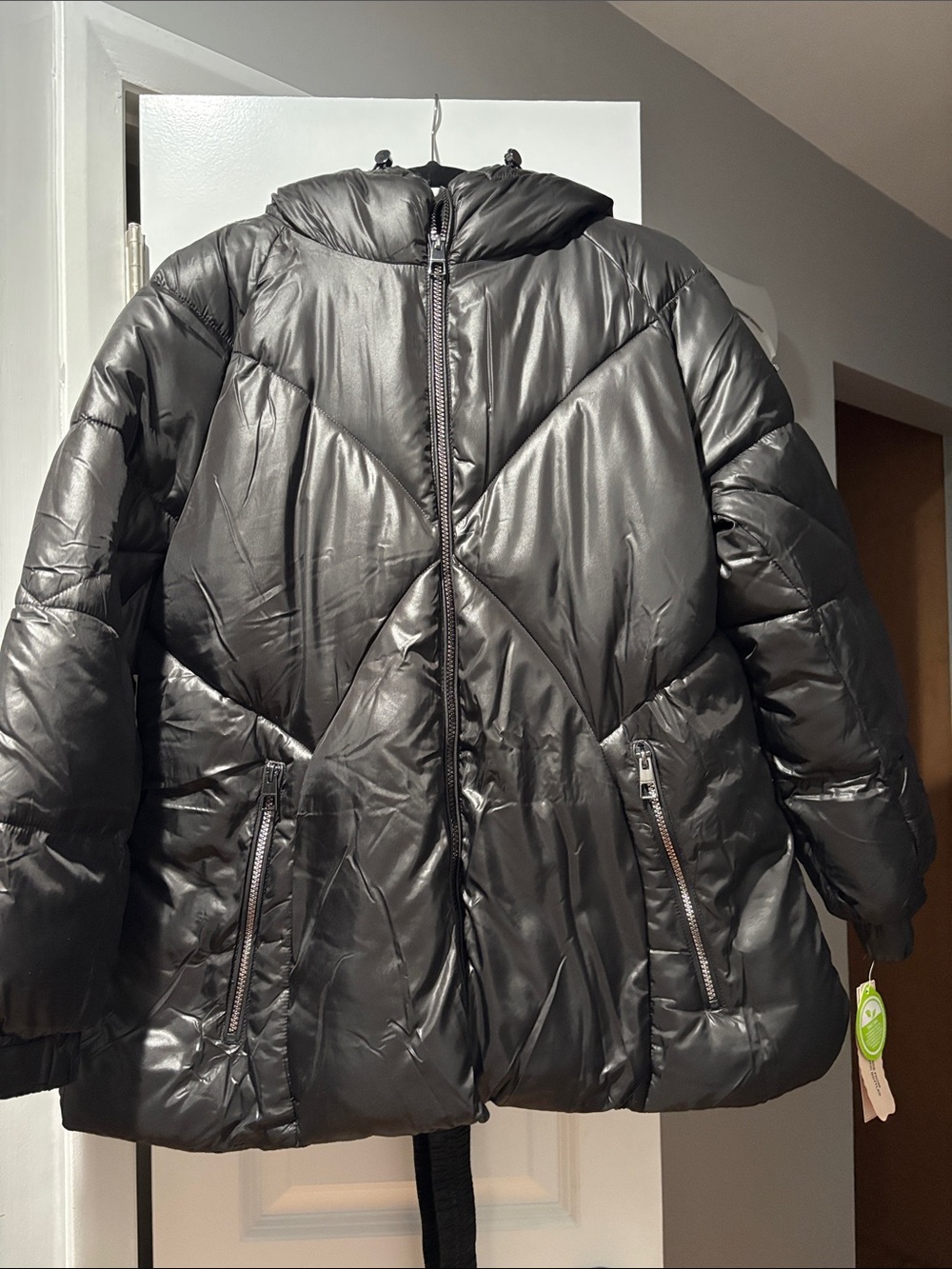 BCBG Black Puffer Jacket with Hood - Women